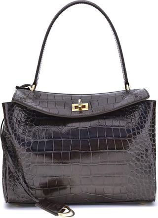 Balenciaga Rodeo Shoulder Bag In Crocodile-print Leather