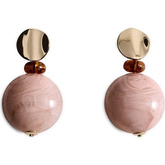 Mango Combined Bead Drop Earrings in Pastel Pink at Nordstrom