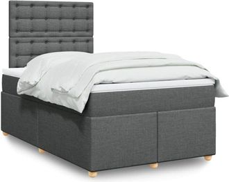 vidaXL Cama Box Spring Con Colch&oacute;n Tela Gris Oscuro 120x190 Cm Vidaxl