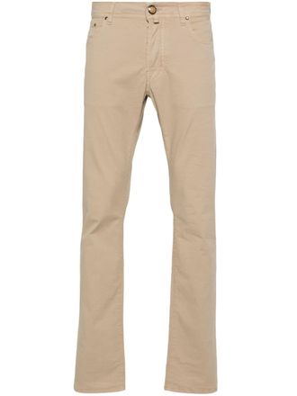 Jacob Cohen logo-embroidered straight trousers - Neutrals