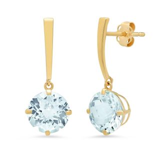 MAX + STONE 14k Yellow or White Gold 8mm Solitaire Gemstone Round Drop Dangle Earrings