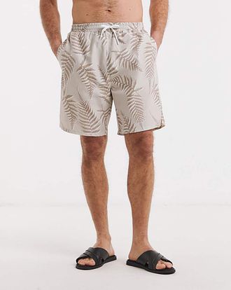 Jacamo Leaf Print Swim Shorts Long