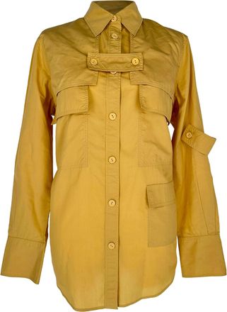 Joseph Button-Down Multi-Pocket Shirt in Yellow Cotton