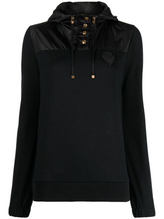 Gucci crest-appliqué panelled hoodie - Black