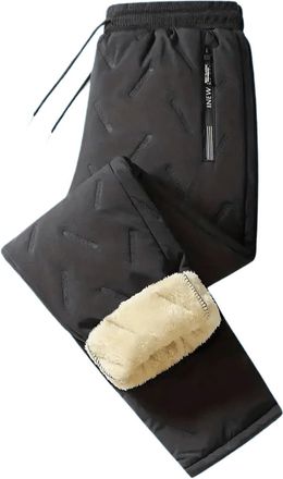 Generic Unisex Fleece-Lined Thermal Pants, Windproof Fleece-Lined Sweatpants, Waterproof and Windproof, Lightweight and Warm (Black,L)