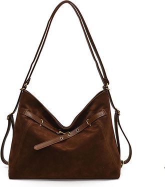 Generic Womens Hobo Tote Bag, Suede Shoulder Bag with Adjustable Shoulder Strap and Smooth Zipper Closure, Applies to Everyday Commuting (Brown,38 * 13 * 28cm