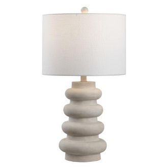 Jonathan Y Designs Juniper 26 Modern Minimalist Resin Stacked Ovoid LED Lamp in Antique White at Nordstrom