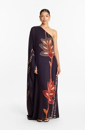 Diarrablu Handbeaded Satu FSC Certified Viscose One Shoulder Gown Razu Navy at Nordstrom, Size X-Small