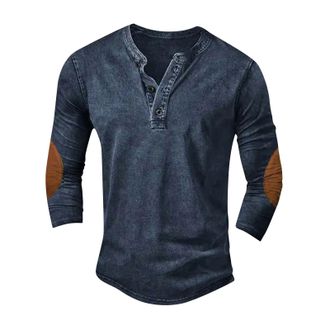 Generic Half Button Shirt Men 3/4 Sleeve Shirt Mens Urban Stylish-Button Up Shirt Men Slim Fit Leisure MenS Undershirts V Neck Smart Shirt Men Casual Shirts F