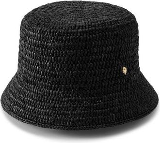 Helen Kaminski Chaturi Raffia Bucket Hat in Charcoal at Nordstrom, Size Medium