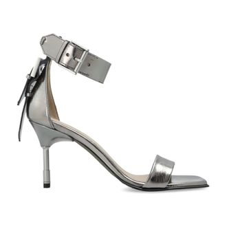 AllSaints High Heel Sandals, female, Gray, Size: 10 US Noir Metallic Heeled Sandals