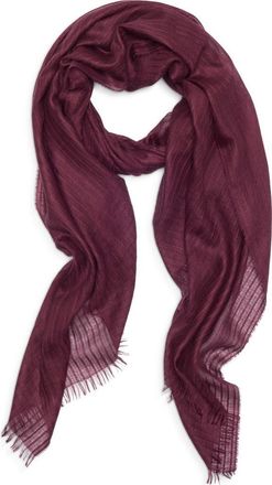 Nordstrom Striped Silk & Cashmere Scarf in Burgundy at Nordstrom