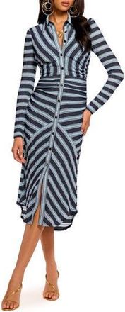 Ramy Brook Wyatt Stripe Long Sleeve Midi Dress in Ribbon Blue Striped Knit at Nordstrom Rack, Size X-Small