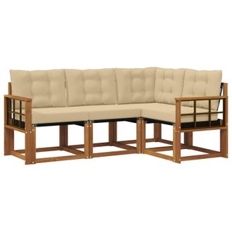 vidaXL Conjunto De Sof&aacute;s De Exterior Con Coj&iacute;n 4 Pcs Natural Y Beige Vidaxl
