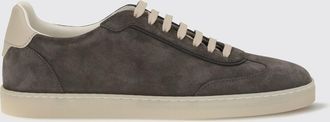 Brunello Cucinelli Low-Top Suede Calfskin Trainers with Laminated Logo