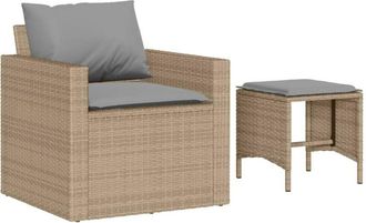 vidaXL Juego De Sof&aacute;s Jard&iacute;n Con Cojines 4 Pzas Rat&aacute;n Sint&eacute;tico Beige Vidaxl