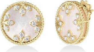 Roberto Coin Venetian Diamond & Mother-of-Pearl Medallion Stud Earrings in Gold/White at Nordstrom