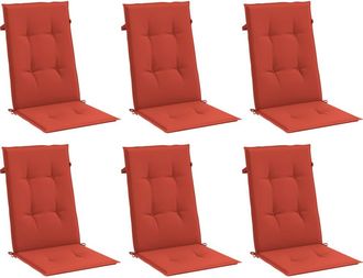 vidaXL Cojines Silla Respaldo Alto 6 Uds Tela Rojo Melange 120x50x4 Cm Vidaxl