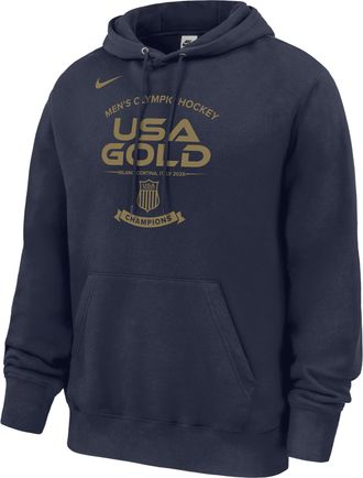 Nike Mens USA Team 2026 Gold Medal Club Fleece Roster Hoodie in Blue | M31233P530USAH-NVY