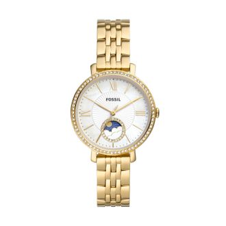 Fossil Womens Jacqueline 36mm Sun Moon Multifunction, Gold-Tone Stainless Steel Watch