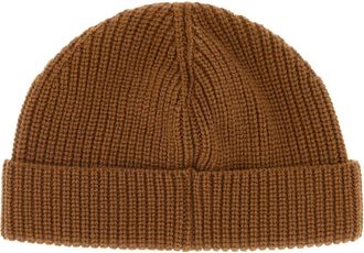Valentino Garavani Mens Brown Cashmere Beanie Hat Cammello Exterior: Cuffie