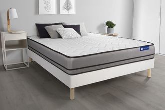 Actisom Somier blanco + colch&oacute;n con l&aacute;tex y espuma viscoel&aacute;stica 120 x 195