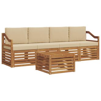 vidaXL Conjunto De Sof&aacute;s De Exterior 5 Pcs Naturaleza Y Beige Vidaxl
