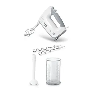 Bosch Batidor Mfq36440 - 450 W - 5 Velocidades - 2 Varillas / 2 Ganchos Amasadores De Acero Inoxidable - Taz&oacute;n Medidor Con Tapa - Blanco / G