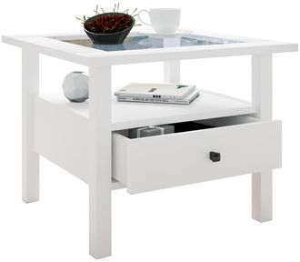 ebuy24 Ebuy24 - Mesa Lateral De Madera Vcm Con Vidrio De Seguridad Esg Mesa De Centro Simple Dimensiones Aprox. Al. 42 X An. 54 X T. 54 Cm Mesa De Sal&oacute;n Con 