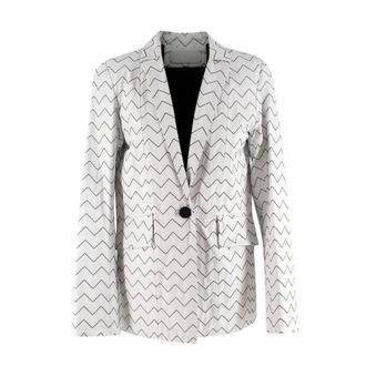 Skiim Magda White Leather Zigzag Blazer Size XS