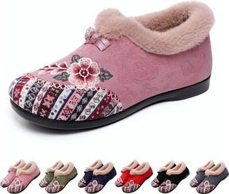 Generic Dritnow Boots, Womens Warm Floral Winter Ankle Boots, Cozy Fleece Lined Ankle Boots for Women, Lightweight Everyday Shoess (Pink,6.5)