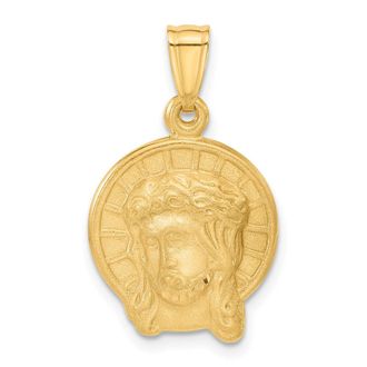 Diamond2Deal 14k Yellow Gold Satin Jesus Medal Pendant