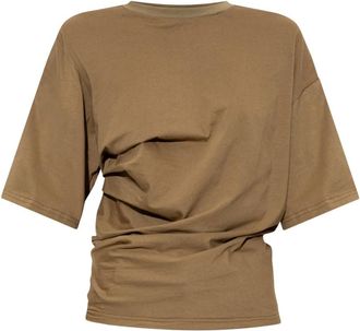 CHRISTOPHER ESBER Gedrapeerde Top - Dames - T-shirts - Bruin - XS - Katoen - Tops