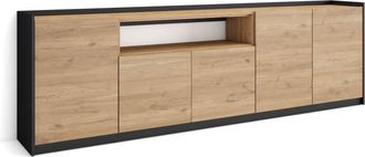 Skraut Home Aparador efecto madera roble y negro 260x37x80cm
