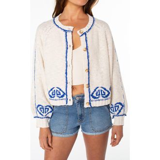 Roxy Jovie Cotton Blend Cardigan in Dew at Nordstrom, Size Xx-Large