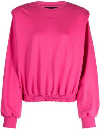 Juun.J logo-embroidered cotton jumper - women - Polyurethane/Cotton/Cotton/Cotton - 36 - Pink