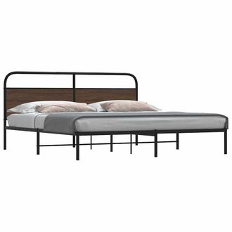 Berkfield Home Metal Bed Frame without Mattress Brown Oak 180x200 cm Super King