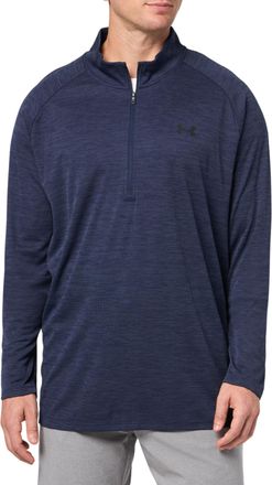 Under Armour Mens Tech Textured Half Zip Long Sleeve UA 1/2, (410) Midnight Navy / / Black, XXL