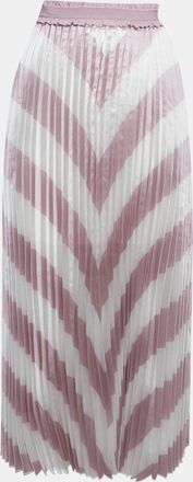 Maje White/pink Striped Plisse Midi Skirt
