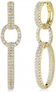 Allurez Lab Grown Diamond Oval Hoop Drop Earrings 14K Yellow Gold (2.59ct)