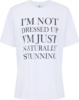 Elisabetta Franchi Lichtgewicht Jersey T-shirt met Print - Dames - T-shirts - Wit - XS - Tops