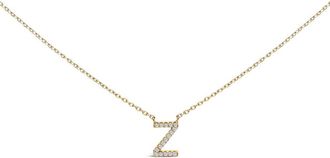 House of Brilliance 10K Yellow Gold Diamond Accent A-Z Block Initial Pendant Necklace in Yellow Gold | Z at Nordstrom