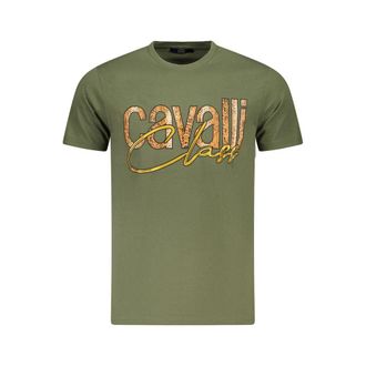 Cavalli Groene Katoenen Heren T-Shirt