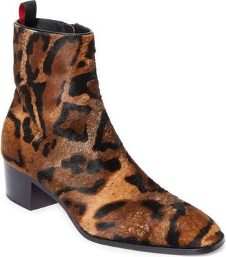Christian Louboutin Ziggissimo Genuine Calf Hair Ankle Boot in Brown Print Calf Hair at Nordstrom, Size 10.5Us
