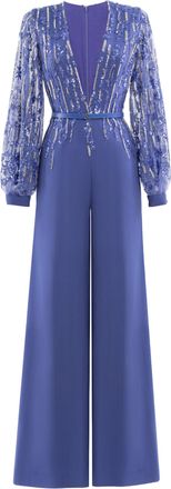 Saiid Kobeisy Crepe Beaded Jumpsuit