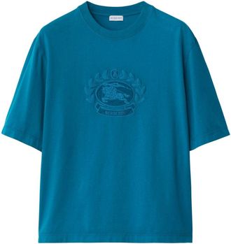 Burberry Oak Leaf Crest embroidered cotton T-shirt - men - Cotton - S - Blue