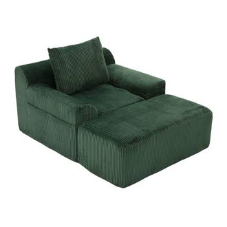Urban Meuble Sill&oacute;n relajante de pana con respaldo verde