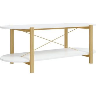 vidaXL Mesa De Centro Madera Contrachapada Blanco 110x48x40 Cm Vidaxl