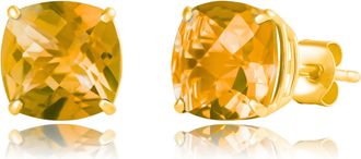 MAX + STONE Sterling Silver or Gold 8mm Cushion Cut Gemstone Birthstone Stud Earrings