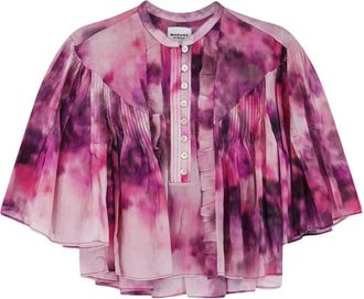 Isabel Marant Veelia Blouse met ruches - Dames - Blouses - Roze - S - Katoen - Overhemden